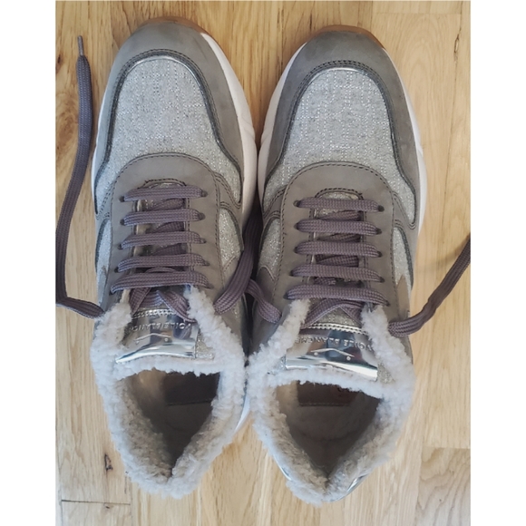 VOILE BLANCHE JULIA FUR SHEEPSKIN-LINED SNEAKERS Size 41 US 11 Gray - Picture 5 of 12